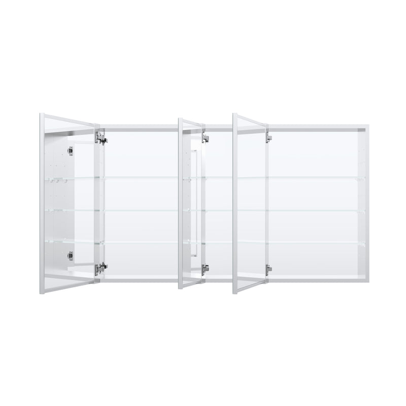 52 in. x30 in. Copper-Free Tri-Views Mirror Medicine Cabinet with Adjustable Shelves and 3 Doors