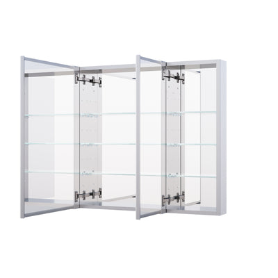 32 in. x 30 in. Copper-Free Tri-Views Mirror Medicine Cabinet with Adjustable Shelves and Dual Swing Doors