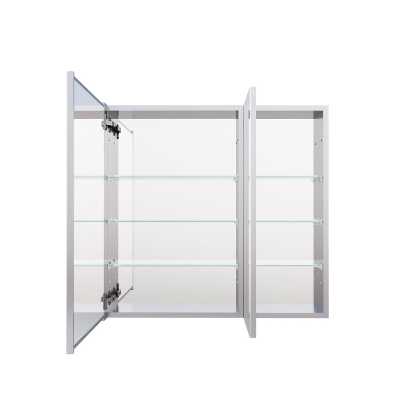 32 in. x 30 in. Copper-Free Tri-Views Mirror Medicine Cabinet with Adjustable Shelves and Dual Swing Doors