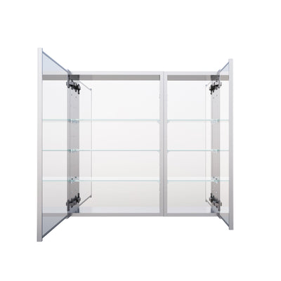 32 in. x 30 in. Copper-Free Tri-Views Mirror Medicine Cabinet with Adjustable Shelves and Dual Swing Doors