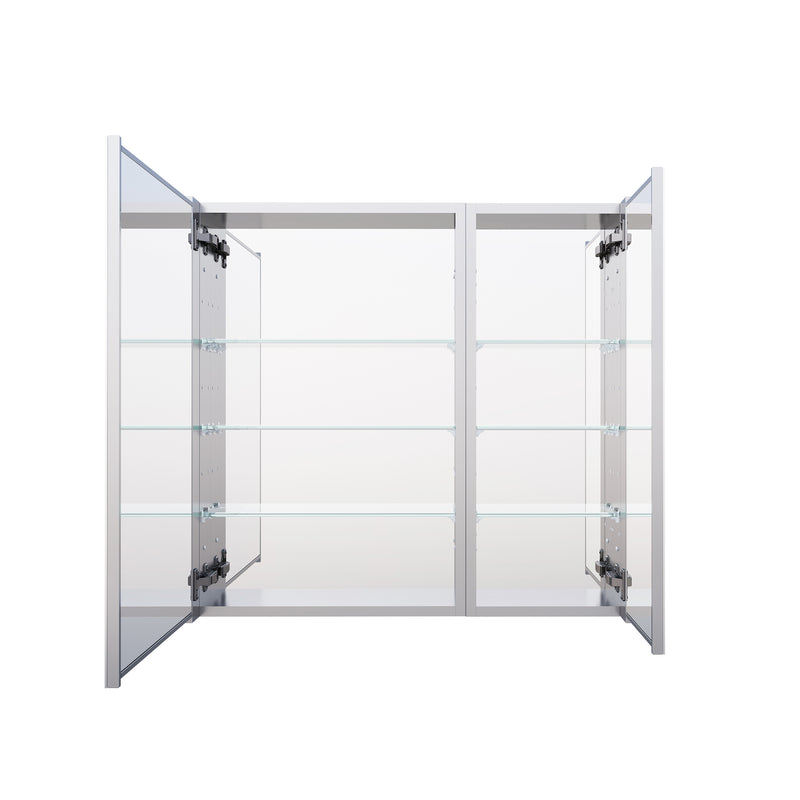 32 in. x 30 in. Copper-Free Tri-Views Mirror Medicine Cabinet with Adjustable Shelves and Dual Swing Doors