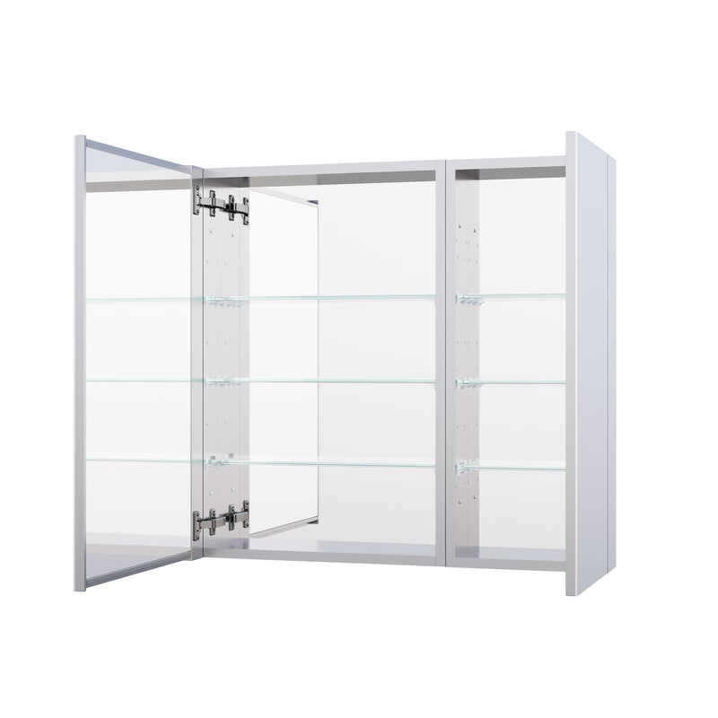 32 in. x 30 in. Copper-Free Tri-Views Mirror Medicine Cabinet with Adjustable Shelves and Dual Swing Doors