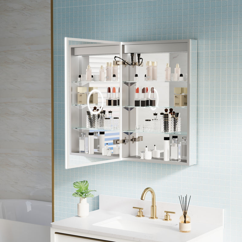 20x30 LED Bathroom Medicine Cabinet with Lights with Mirror, Defogger, Dimmer, Memory Function, Left Side
