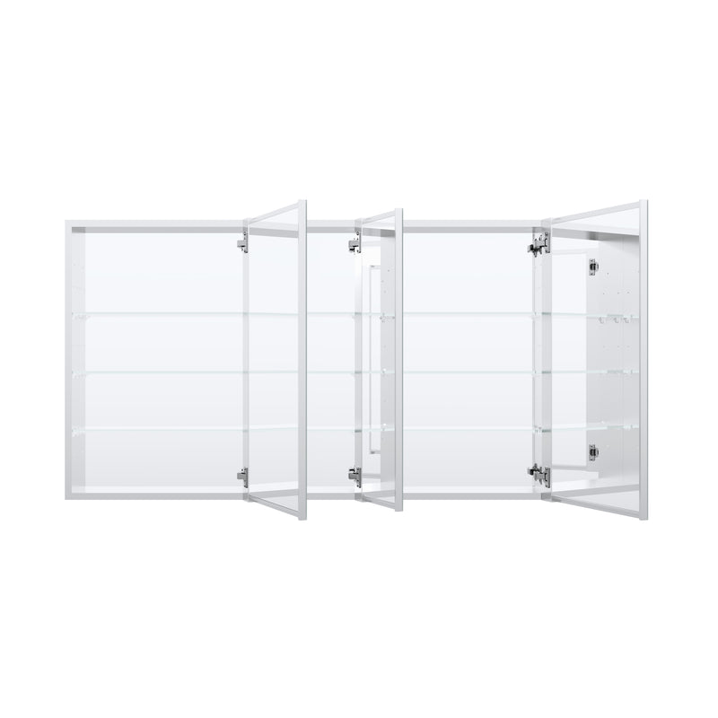 52 in. x30 in. Copper-Free Tri-Views Mirror Medicine Cabinet with Adjustable Shelves and 3 Doors