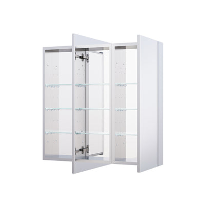 32 in. x 30 in. Copper-Free Tri-Views Mirror Medicine Cabinet with Adjustable Shelves and Dual Swing Doors