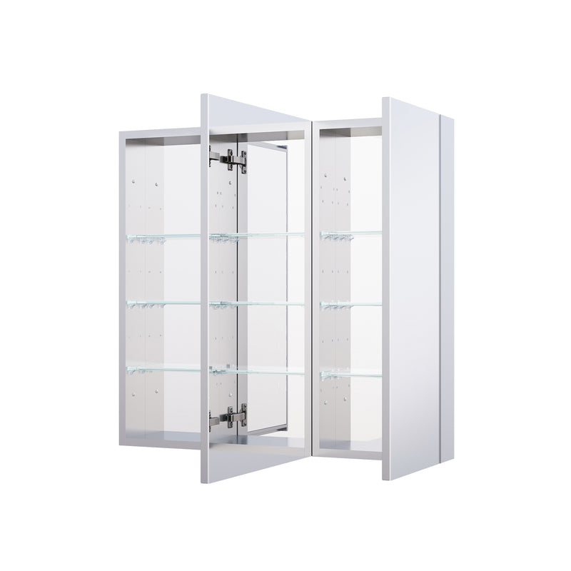 32 in. x 30 in. Copper-Free Tri-Views Mirror Medicine Cabinet with Adjustable Shelves and Dual Swing Doors