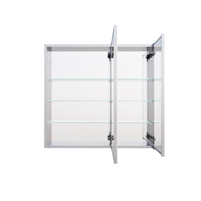 32 in. x 30 in. Copper-Free Tri-Views Mirror Medicine Cabinet with Adjustable Shelves and Dual Swing Doors
