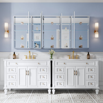 84 in. ×36 in. Copper-Free Tri-Views Mirror Medicine Cabinet with Adjustable Shelves and 5 Swing Doors