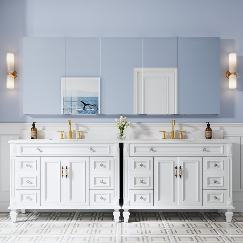 92 in. ×36 in. Copper-Free Tri-Views Mirror Medicine Cabinet with Adjustable Shelves and 5 Swing Doors