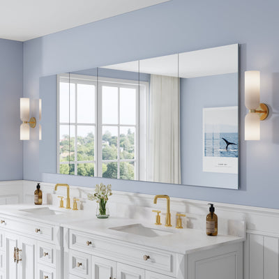 92 in. ×36 in. Copper-Free Tri-Views Mirror Medicine Cabinet with Adjustable Shelves and 5 Swing Doors