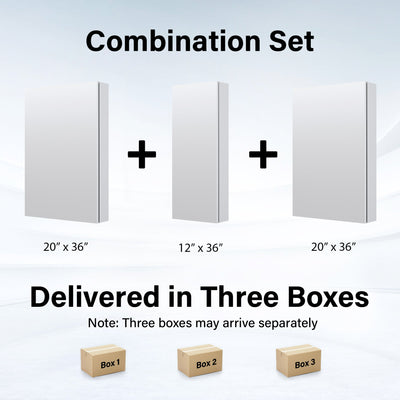 52 in. ×36 in. Copper-Free Tri-Views Mirror Medicine Cabinet with Adjustable Shelves and 3 Doors