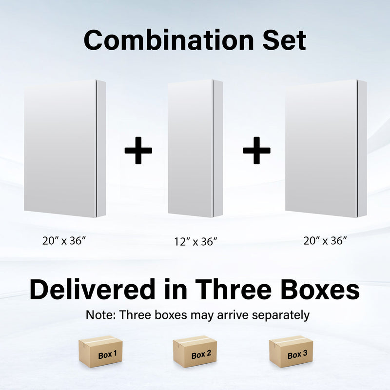 52 in. ×36 in. Copper-Free Tri-Views Mirror Medicine Cabinet with Adjustable Shelves and 3 Doors