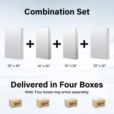 72 in. ×36 in. Copper-Free Tri-Views Mirror Medicine Cabinet with Adjustable Shelves and 4 Swing Doors