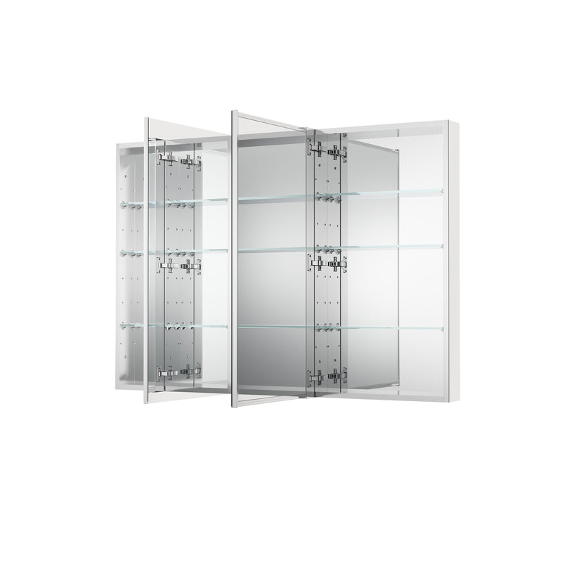 52 in. ×36 in. Copper-Free Tri-Views Mirror Medicine Cabinet with Adjustable Shelves and 3 Doors