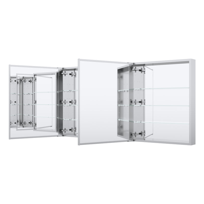 60 in. x30 in. Copper-Free Tri-Views Mirror Medicine Cabinet with Adjustable Shelves and 3 Doors