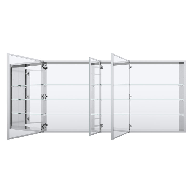 60 in. x30 in. Copper-Free Tri-Views Mirror Medicine Cabinet with Adjustable Shelves and 3 Doors