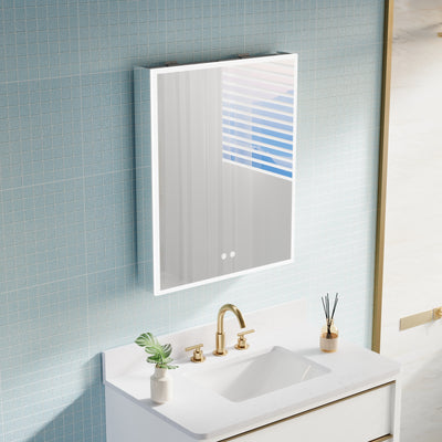 24x30Bathroom Medicine Cabinet with Lights, LED Medicine Cabinet with Mirror, Defogger, Dimmer, Recessed or Surface Mount, Lighted Bathroom Cabinet with Memory Function, Anodized Aluminum