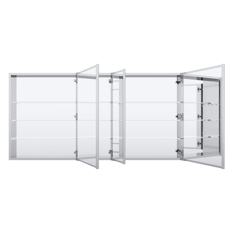 60 in. x30 in. Copper-Free Tri-Views Mirror Medicine Cabinet with Adjustable Shelves and 3 Doors