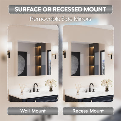 36 in. x30 in. Copper-Free Tri-Views Mirror Medicine Cabinet with Adjustable Shelves and and Dual Swing Doors