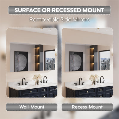 60 in. x30 in. Copper-Free Tri-Views Mirror Medicine Cabinet with Adjustable Shelves and 3 Doors