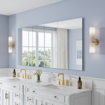 80 in. ×36 in. Copper-Free Tri-Views Mirror Medicine Cabinet with Adjustable Shelves and 4 Swing Doors