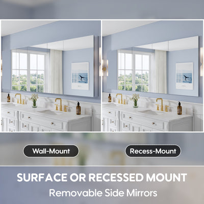 104 in. ×36 in. Copper-Free Tri-Views Mirror Medicine Cabinet with Adjustable Shelves and 5 Swing Doors