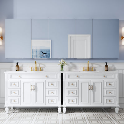 104 in. ×36 in. Copper-Free Tri-Views Mirror Medicine Cabinet with Adjustable Shelves and 5 Swing Doors