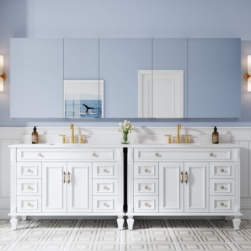 104 in. ×36 in. Copper-Free Tri-Views Mirror Medicine Cabinet with Adjustable Shelves and 5 Swing Doors