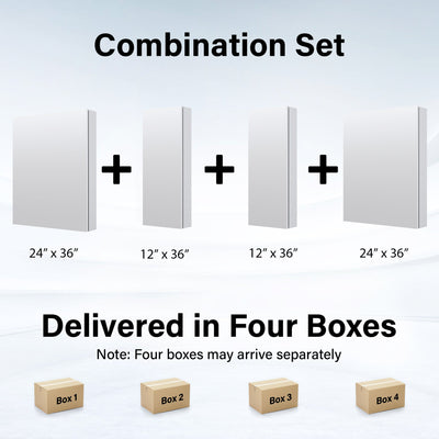 72 in. ×36 in. Copper-Free Tri-Views Mirror Medicine Cabinet with 12 Adjustable Shelves and 4 Swing Doors