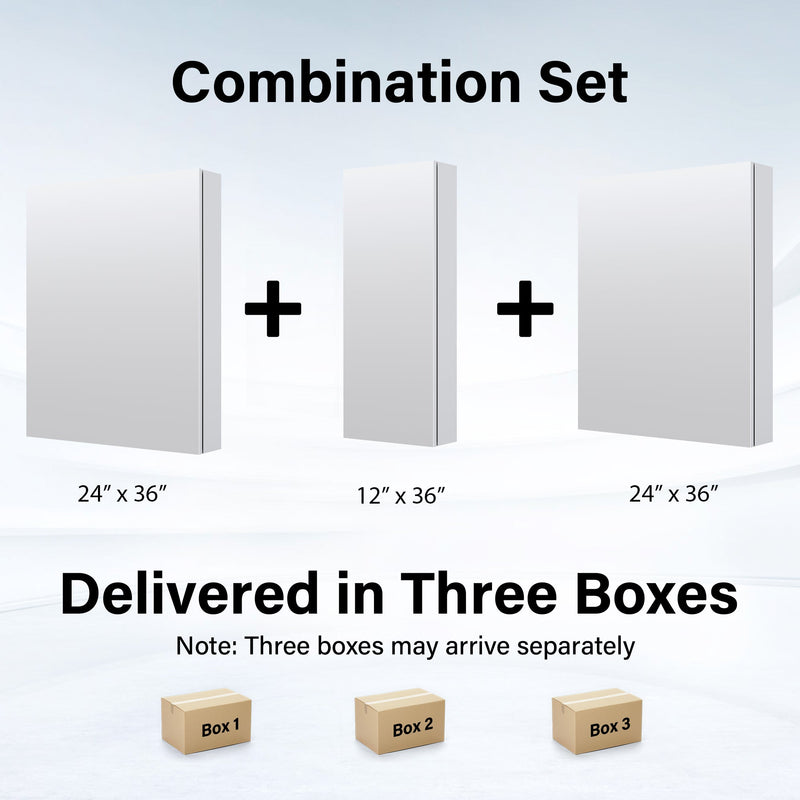 60 in. ×36 in. Copper-Free Tri-Views Mirror Medicine Cabinet with Adjustable Shelves and 3 Doors