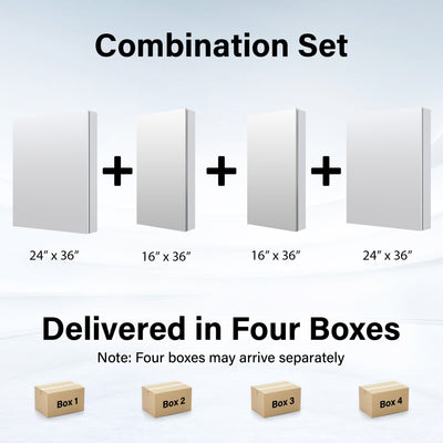 80 in. ×36 in. Copper-Free Tri-Views Mirror Medicine Cabinet with Adjustable Shelves and 4 Swing Doors