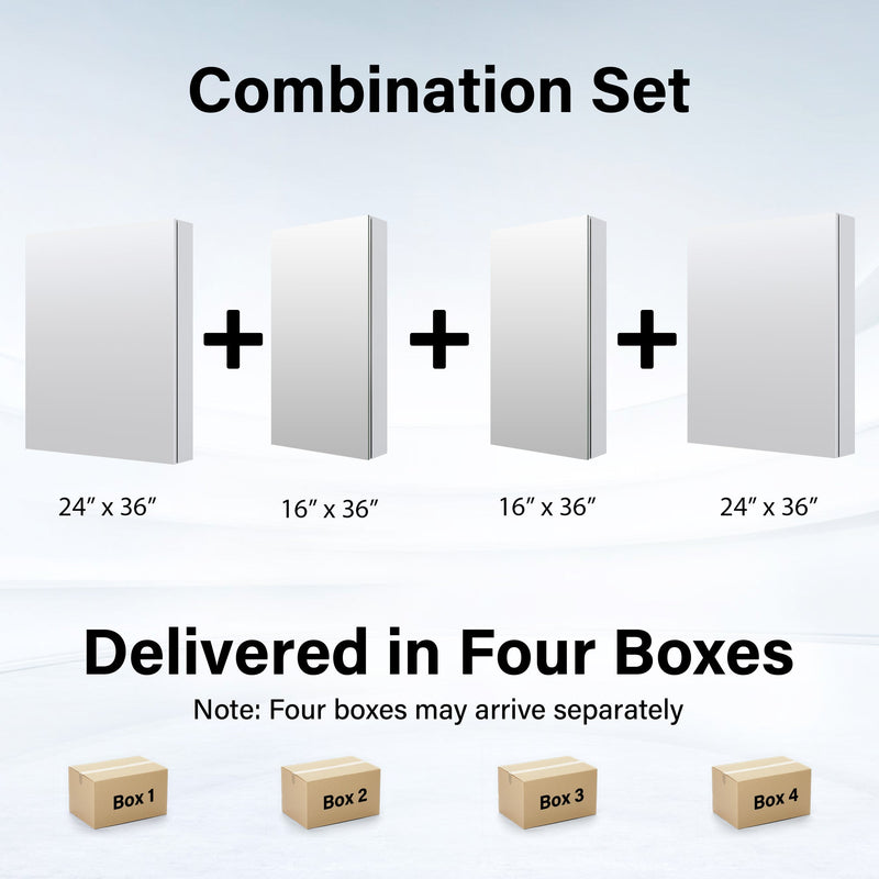 80 in. ×36 in. Copper-Free Tri-Views Mirror Medicine Cabinet with Adjustable Shelves and 4 Swing Doors