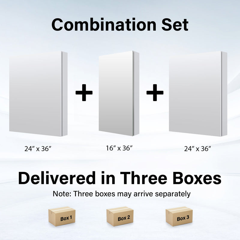 64 in. ×36 in. Copper-Free Tri-Views Mirror Medicine Cabinet with Adjustable Shelves and 3 Doors