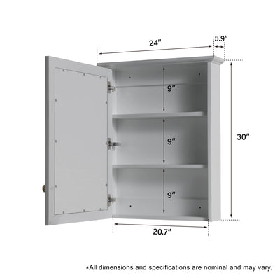 24-in x 30-in Surface Mount Mirrored Rectangle Medicine Cabinet Titanium Grey