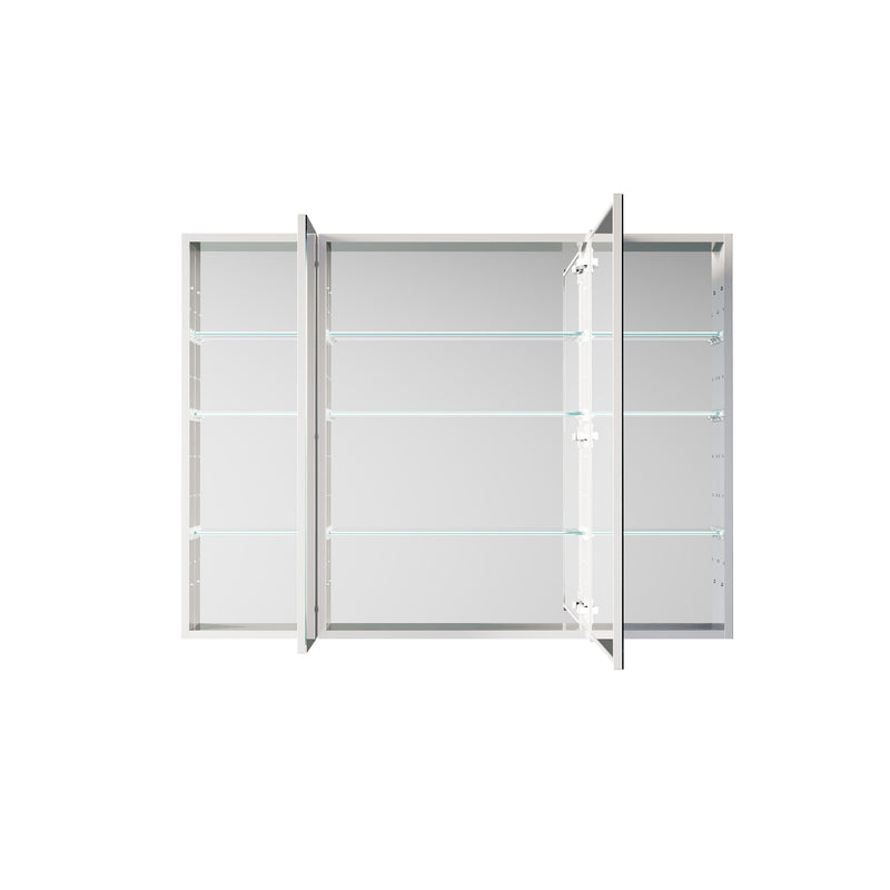 48 in. ×36 in. Copper-Free Tri-Views Mirror Medicine Cabinet with Adjustable Shelves and 3 Doors