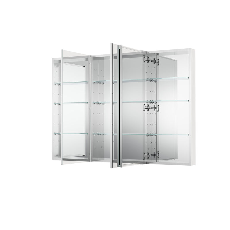 52 in. ×36 in. Copper-Free Tri-Views Mirror Medicine Cabinet with Adjustable Shelves and 3 Doors