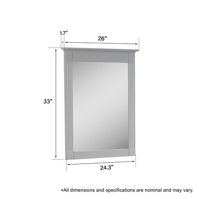 26 in. W x 33 in. H Rectangular Wood Framed Wall Bathroom Vanity Mirror (Set of 2) Titanium Grey