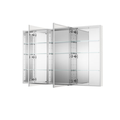 56 in. ×36 in. Copper-Free Tri-Views Mirror Medicine Cabinet with Adjustable Shelves and 3 Doors
