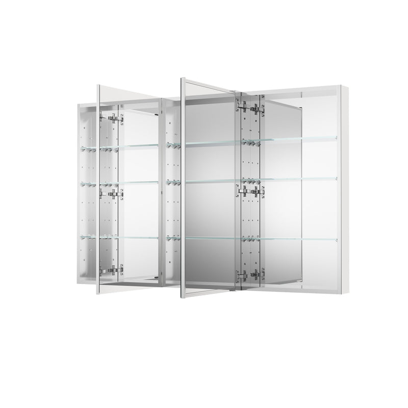 56 in. ×36 in. Copper-Free Tri-Views Mirror Medicine Cabinet with Adjustable Shelves and 3 Doors