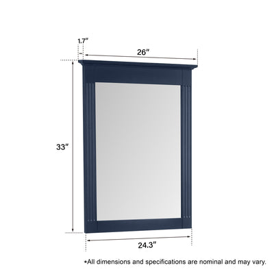 26 in. W x 33 in. H Rectangular Wood Framed Wall Bathroom Vanity Mirror (Set of 2) Navy Blue