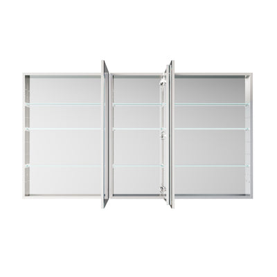 64 in. ×36 in. Copper-Free Tri-Views Mirror Medicine Cabinet with Adjustable Shelves and 3 Doors