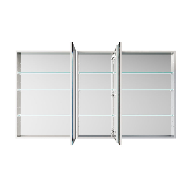 64 in. ×36 in. Copper-Free Tri-Views Mirror Medicine Cabinet with Adjustable Shelves and 3 Doors