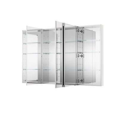 56 in. ×36 in. Copper-Free Tri-Views Mirror Medicine Cabinet with Adjustable Shelves and 3 Doors