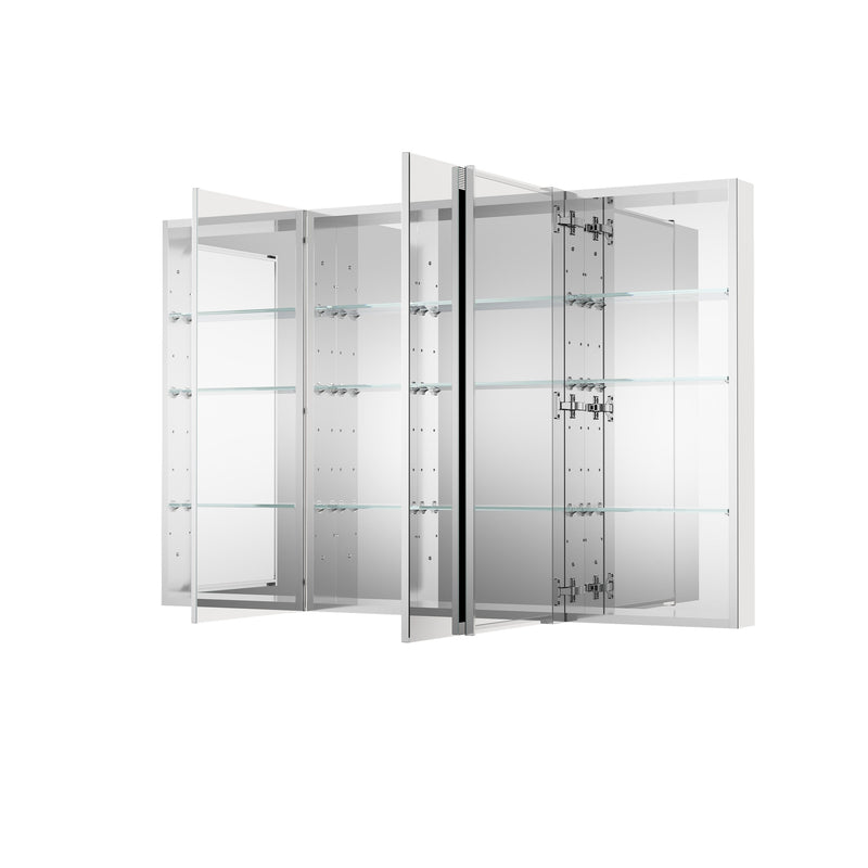 56 in. ×36 in. Copper-Free Tri-Views Mirror Medicine Cabinet with Adjustable Shelves and 3 Doors
