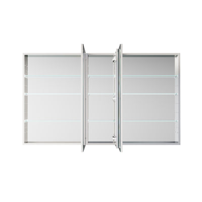 60 in. ×36 in. Copper-Free Tri-Views Mirror Medicine Cabinet with Adjustable Shelves and 3 Doors