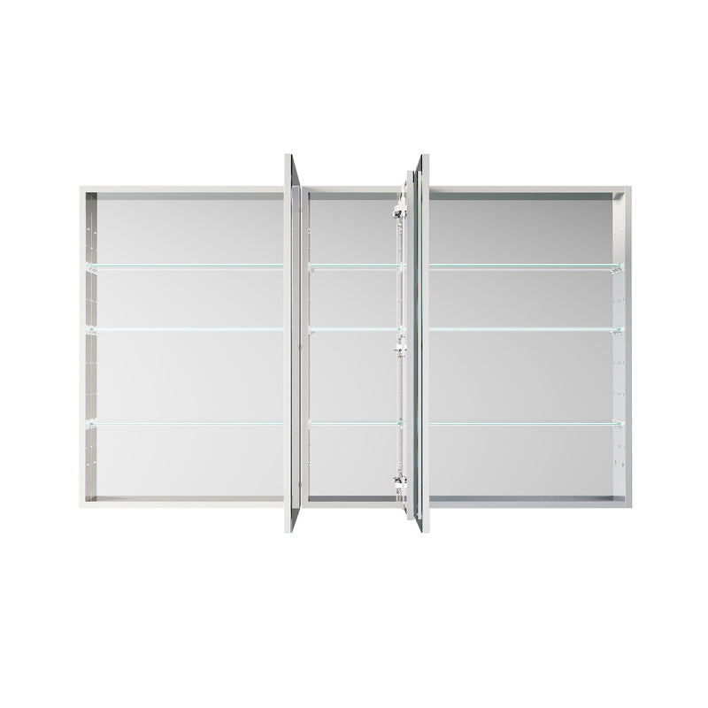 60 in. ×36 in. Copper-Free Tri-Views Mirror Medicine Cabinet with Adjustable Shelves and 3 Doors