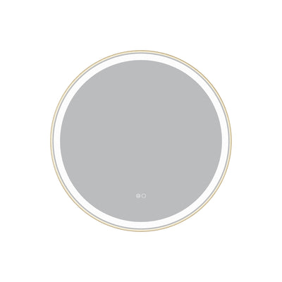 28 in.  W x 28 in.  H Brushed Gold Framed Round LED Light Bathroom Vanity Mirror