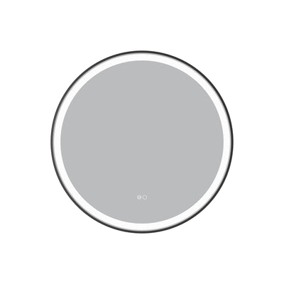 28 in. W x 28 in. H Matte Black Framed Round LED Light Bathroom Vanity Mirror