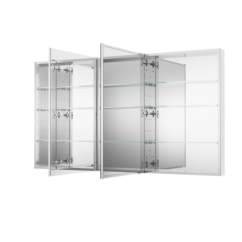 64 in. ×36 in. Copper-Free Tri-Views Mirror Medicine Cabinet with Adjustable Shelves and 3 Doors