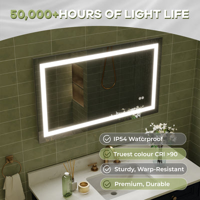 40 in. W x 24 in. H Frameless Rectangular LED Light Bathroom Mirror